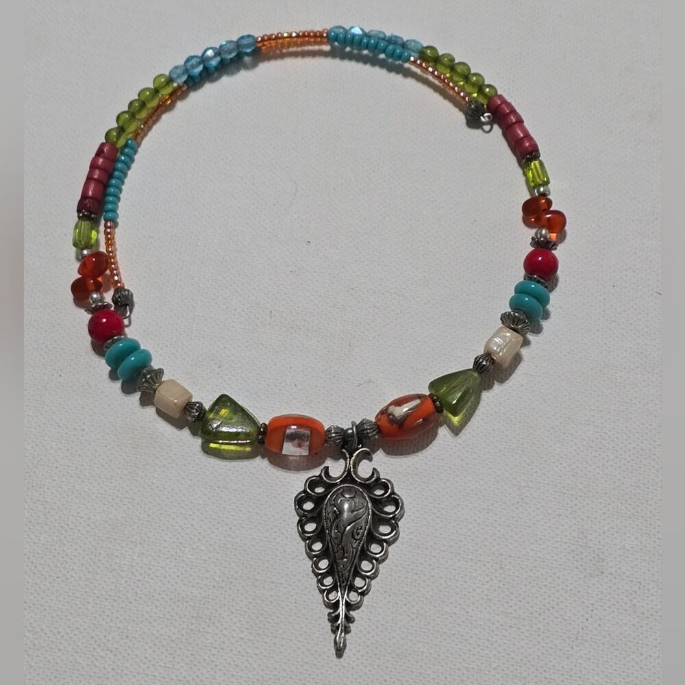 Treska Multi Color Silver‎ Pendant Wrap Collar Necklace New